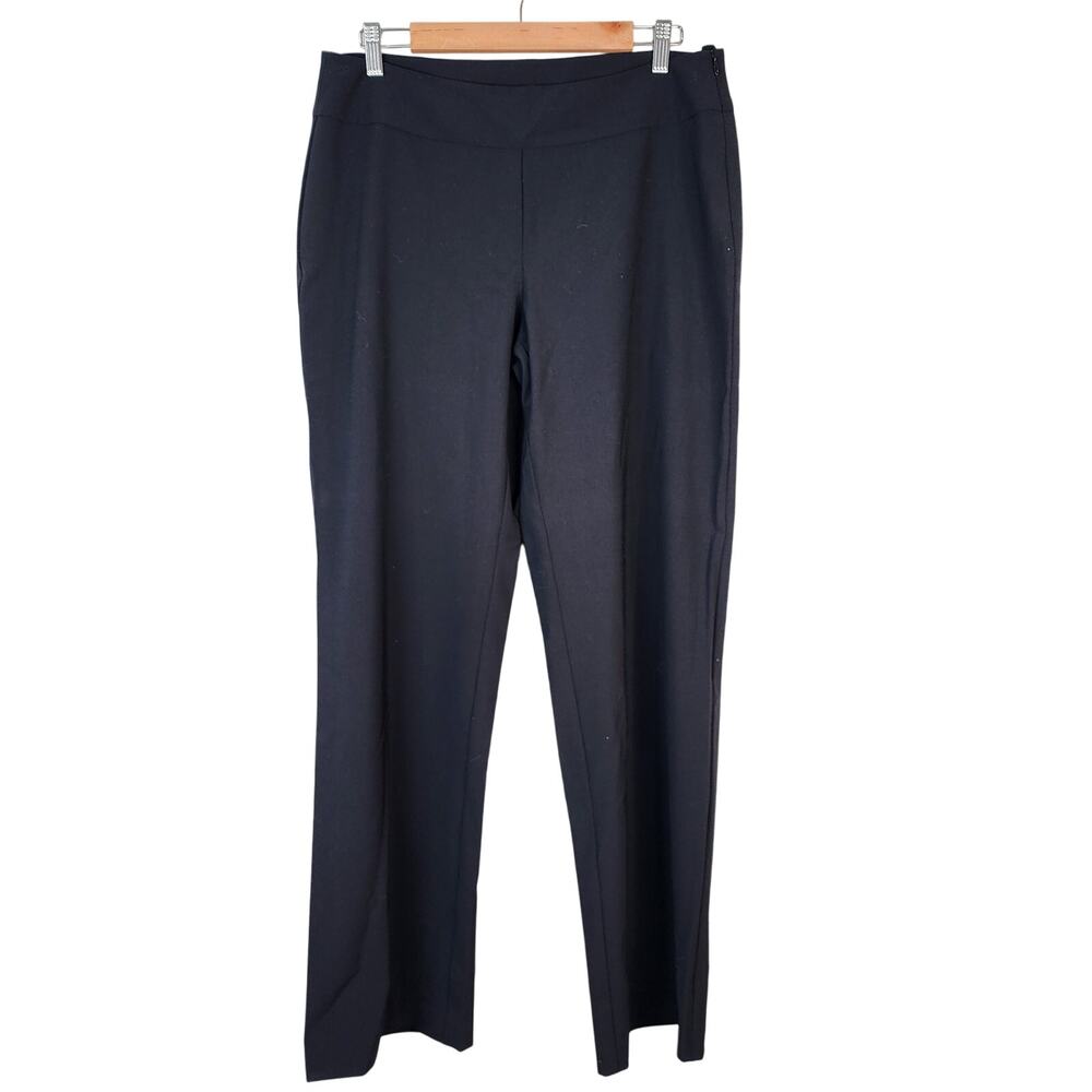 Eileen Fisher Straight Leg Dress Pants Women's 12 Black Side Zip Office Business
